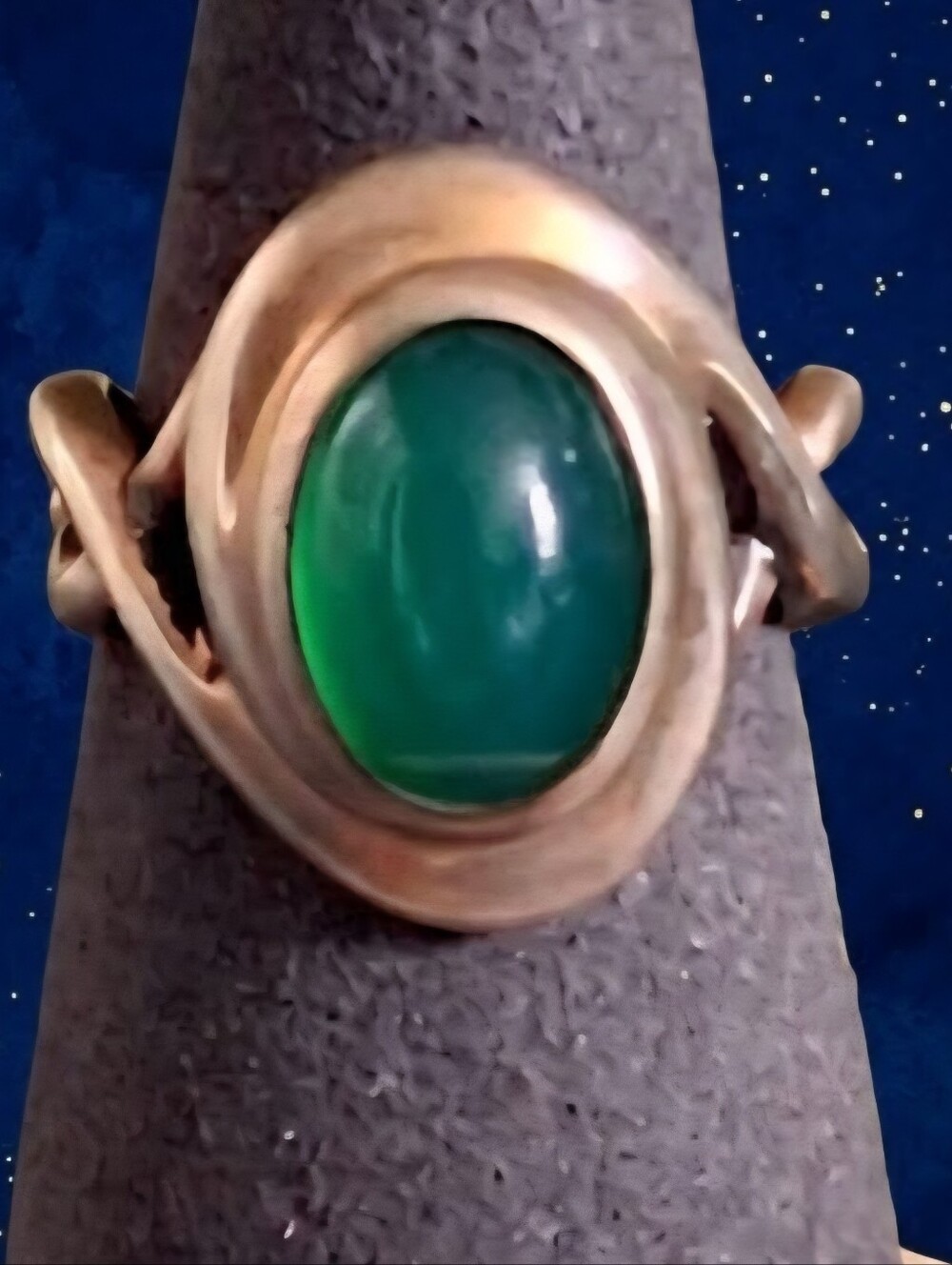 Vinrage Carolyn Pollack Green Cabochon Sterling Silver Ring Southwestern Sz 10